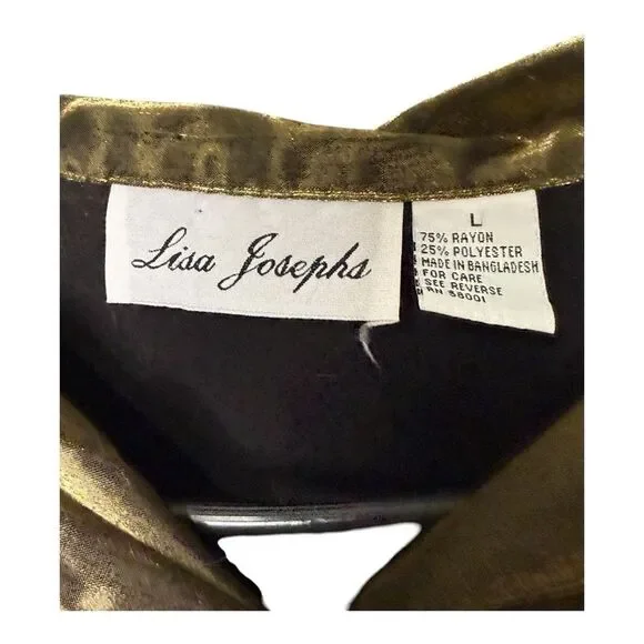 Vintage Lisa Joseph’s iridescent gold button down large blouse rayon ble… - Picture 4 of 6